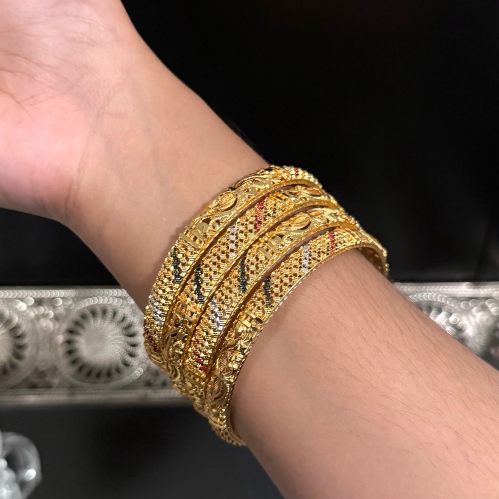 Indian Pakistani Gold Bangle Set - Picture 6 of 8